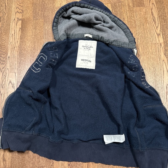 Vintage Y2K Abercrombie & Fitch Distressed Muscle Thermal Zip Hoodie Mens M - Picture 3 of 12
